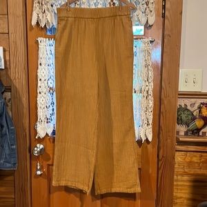 Cotton gauze wide leg pants with pockets